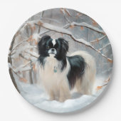 あご日本のは雪のクリスマスを過ごす ペーパープレート (正面)