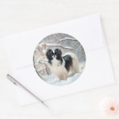 あご日本のは雪のクリスマスを過ごす ラウンドシール (封筒)