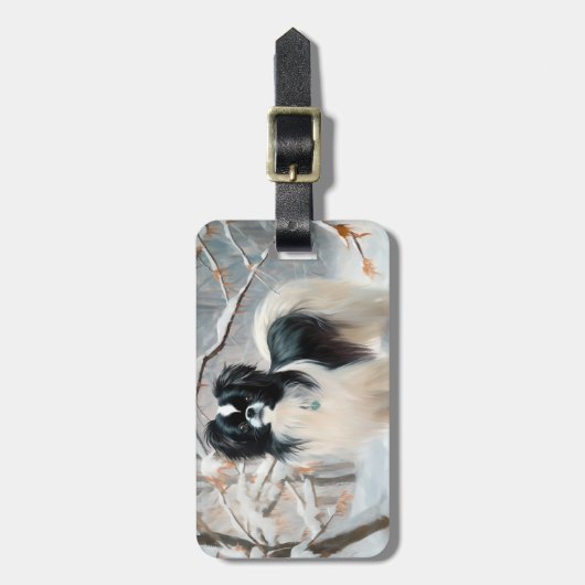 あご日本のは雪のクリスマスを過ごす ラゲッジタグ (正面縦)