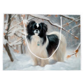 あご日本のは雪のクリスマスを過ごす ラージペーパーバッグ (裏面)