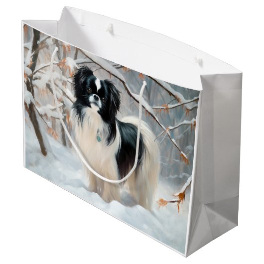 あご日本のは雪のクリスマスを過ごす ラージペーパーバッグ (裏面アングル)