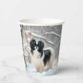 あご日本のは雪のクリスマスを過ごす 紙コップ (正面)