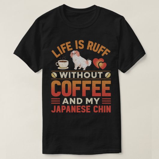 あご日本の犬とコーヒー Tシャツ (デザイン正面)