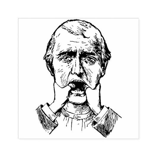 あご風変わり男の奇妙な奇妙な脱臼 ラバースタンプ (インプリント)