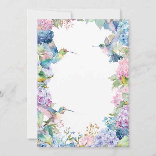 あじさいお洒落の赤ちゃんシャワーとハミングバード 招待状 (裏面)