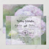 あじさいかわいらしガーデンフラワースクリプトタイポグラフィ 招待状 (正面/裏面)