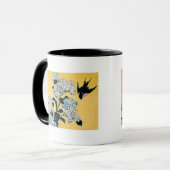 あじさいとツバメ、北斎、浮世絵 マグカップ (正面左)