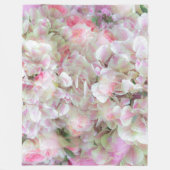 あじさいとバラ-ヴィンテージブーケ油 フリースブランケット (正面)