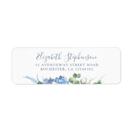 あじさいと白い花緑ほこりっぽい青 ラベル