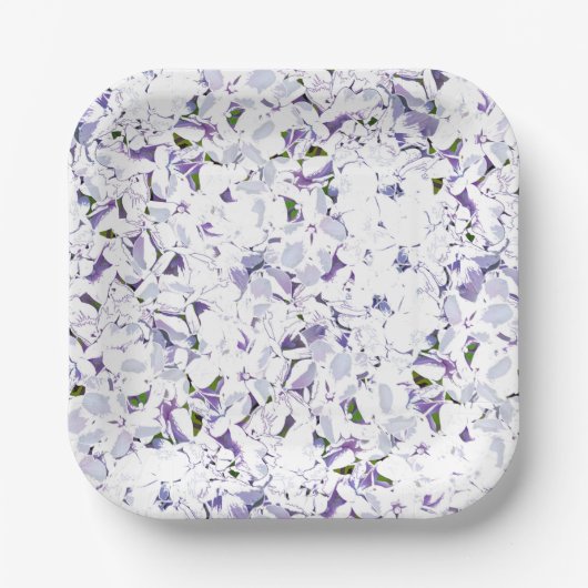 あじさいの水色の花束。 ペーパープレート (正面)