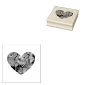 あじさいの花を持つハート形花びら ラバースタンプ (押印)