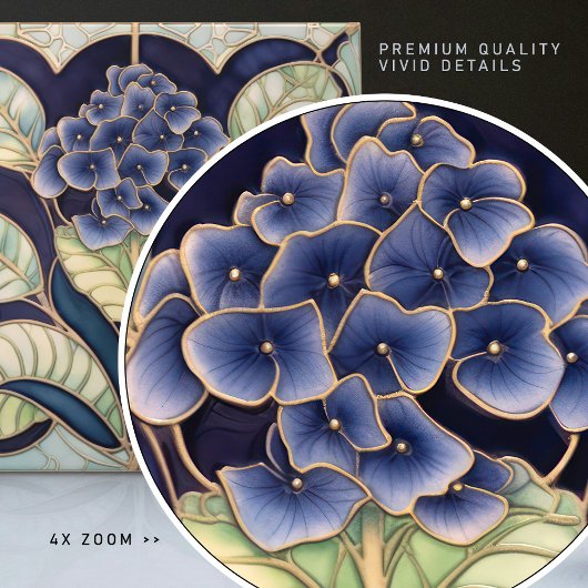 あじさいアールデコフローラウォールデコールアールヌーボー タイル