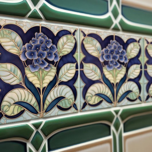 あじさいアールデコフローラウォールデコールアールヌーボー タイル