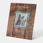 あじさいウッド結婚の写真ペットのシグネチャードリンク 台座サイン (正面)