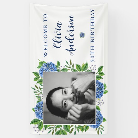 あじさいエレガントさんカスタム写真50th Birthday Party 横断幕 (縦)