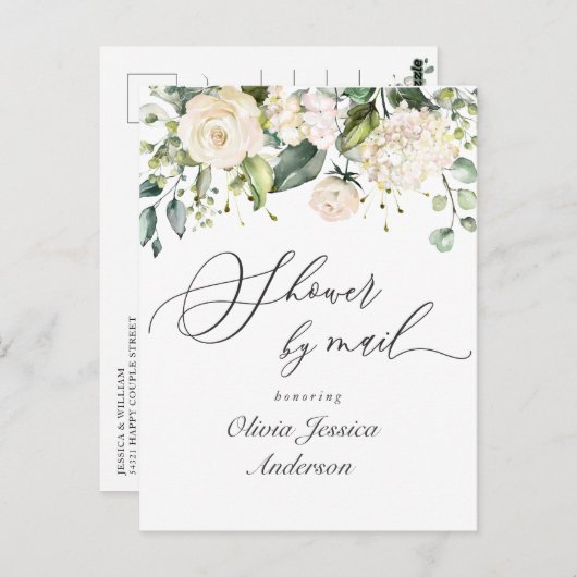 あじさいエレガントバラブライダルシャワーバイメール ポストカード (正面/裏面)