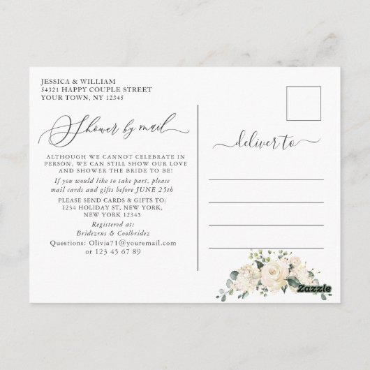 あじさいエレガントバラブライダルシャワーバイメール ポストカード (裏面)