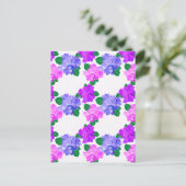 あじさいエレガントピンク紫の花の花束 シーズンポストカード (スタンド正面)