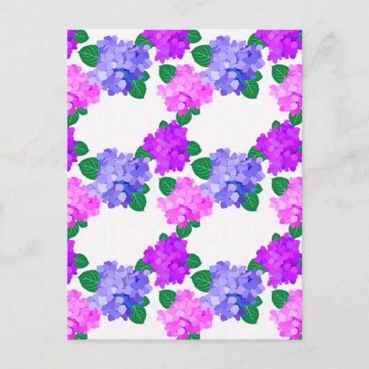 あじさいエレガントピンク紫の花の花束 シーズンポストカード (正面)
