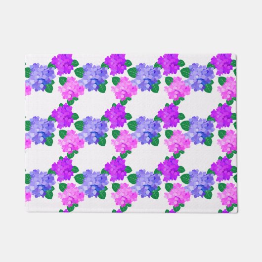 あじさいエレガントピンク紫の花の花束 ドアマット (正面)