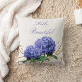 あじさいエレガントフローラパーソナライズされた クッション (ブランケット)