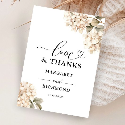 あじさいエレガント白フローラ結婚ズサンキュー サンキューカード