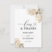 あじさいエレガント白フローラ結婚ズサンキュー サンキューカード (正面)