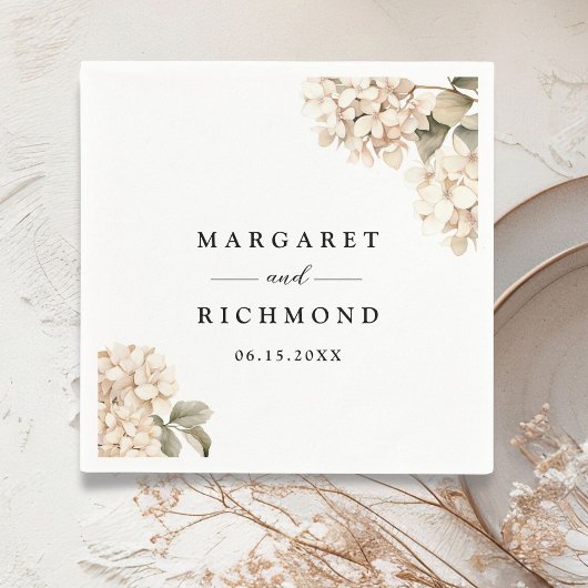 あじさいエレガント白フローラ結婚ズ スタンダードカクテルナプキン