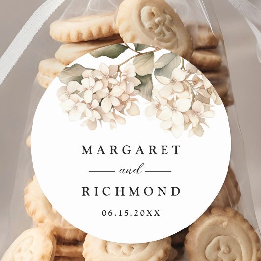 あじさいエレガント白フローラ結婚ズ ラウンドシール
