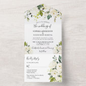 あじさいエレガント白金ゴールドバラ結婚フローラA オールインワン招待状 (内側)