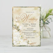 あじさいエレガント色の白金ゴールド緑フローラ結婚' 招待状 (スタンド正面)