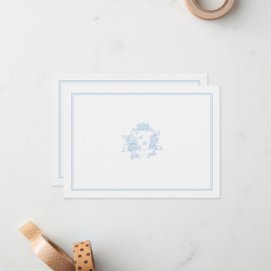 あじさいクレストペリウインクルクラシックの結婚カップル ノートカード (正面/裏面インサイチュ)