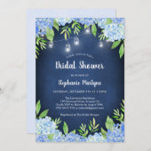 あじさいグリーンリーネイビージャールライトズブライダルシャワー 招待状 (正面/裏面)