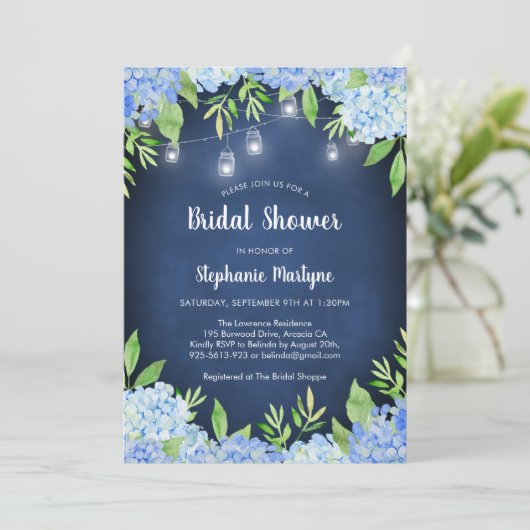 あじさいグリーンリーネイビージャールライトズブライダルシャワー 招待状 (スタンド正面)