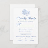 あじさいダスティブルーモダンフローラ結婚ズ 出欠カード (正面/裏面)