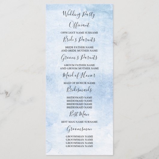 あじさいダスティブルー庭園の結婚式プログラム プログラム (裏面)