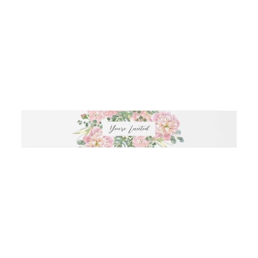 あじさいバラピンクウォーターカラーフローラ 招待状ベリーバンド (フラット)