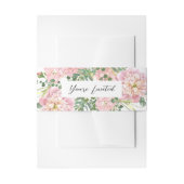 あじさいバラピンクウォーターカラーフローラ 招待状ベリーバンド (正面例)