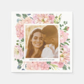 あじさいバラピンクウォーター色フローラ写真 スタンダードカクテルナプキン (正面)