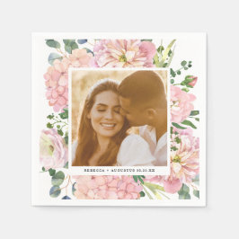 あじさいバラピンクウォーター色フローラ写真 スタンダードカクテルナプキン