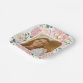 あじさいバラピンクウォーター色フローラ写真 ペーパープレート (傾斜あり)