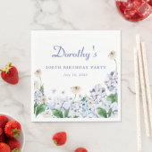 あじさいバラ100誕生日カスタムパーソナライズされた スタンダードランチョンナプキン (インサイチュ)