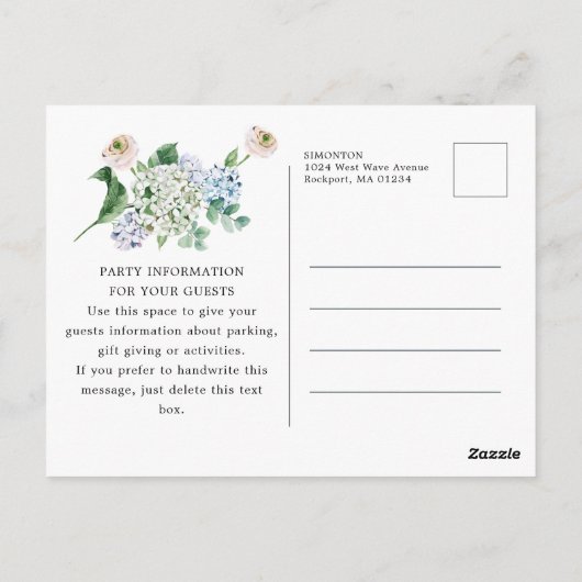 あじさいバラ40thバースデーサマー招待状 ポストカード (裏面)