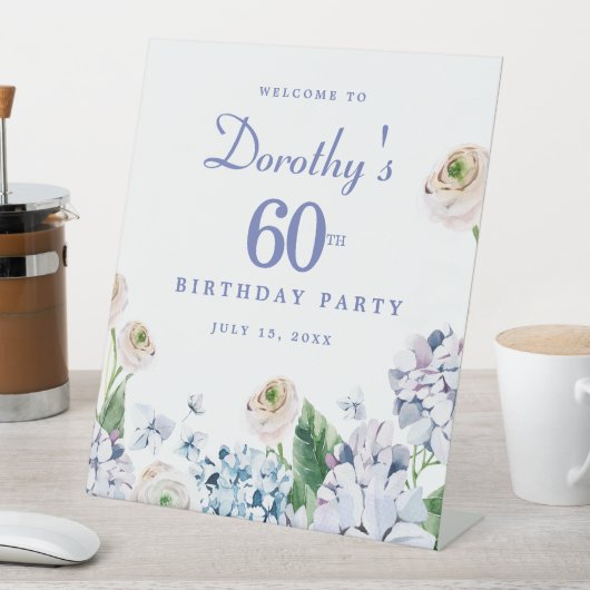 あじさいバラ60thバースデーパーティーウェルカムサイン 台座サイン (インサイチュ)