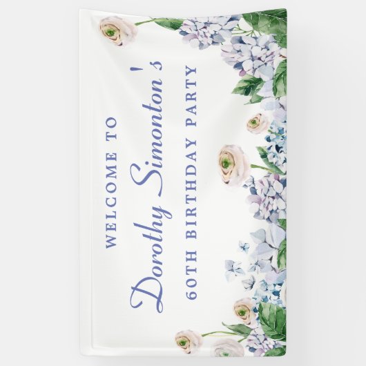 あじさいバラ60th誕生日へようこそ 横断幕 (縦)