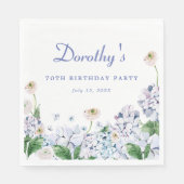 あじさいバラ70誕生日パーソナライズされたカスタム スタンダードランチョンナプキン (正面)
