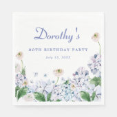 あじさいバラ80誕生日パーソナライズされたカスタム スタンダードランチョンナプキン (正面)