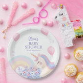 あじさいバルーンレインボインユニコーンベイビーシャワー ペーパープレート (パーティー)