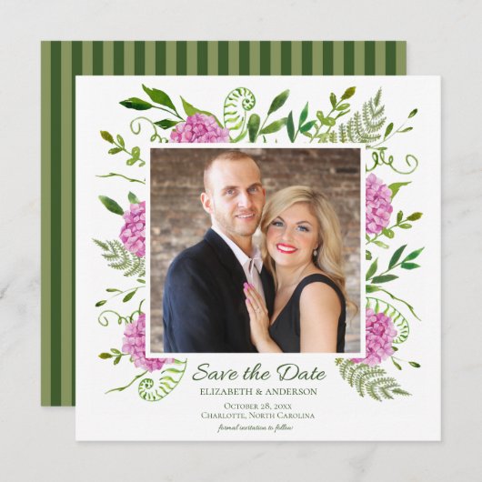 あじさいピンクの写真 セーブザデート (正面/裏面)