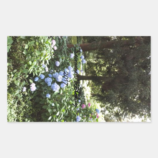 あじさいフローラツリー自然写真 長方形シール (正面)